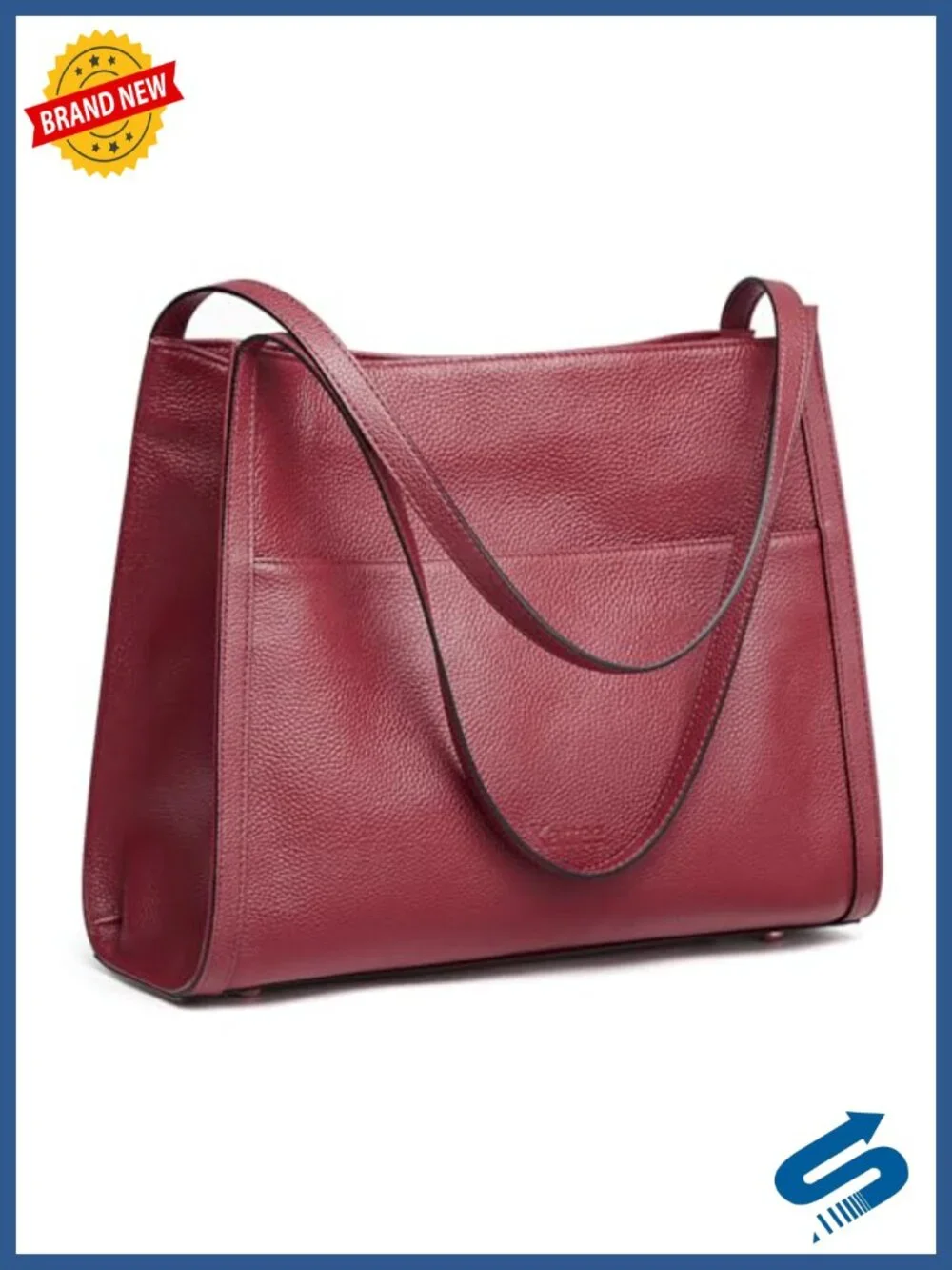 Soft Leather Tote Bag Women Zipper Closure 5 Pockets